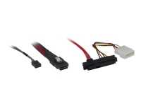 Inter-Tech - Intern SAS-kabel - SAS 6Gbit/s - mini-SAS (SFF-8087) till 4 pin intern effekt, 29-stifts intern SAS (SFF-8482) - 50 cm - svart, röd