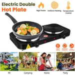 Electric Hob Double Ring Table Top Hot Plate Powerful Portable Cooker Hard Panel
