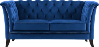 Skånska Möbelhuset Milton 2-sits chesterfield soffa i blå Sammet