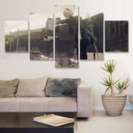 TOPRUN Picture prints on canvas 5 pieces paintings modern Framed artwork Photo Home Decoration 5 panel Nier Automata Game Robot Girl Wall art 150 x 80 cm