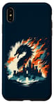 Coque pour iPhone XS Max Jeu de fantaisie château de réflexion double exposition Dragon Flamme