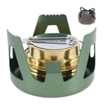 Portable Spirit Burner, Mini Alcohol Stove Ultra-light Camping Backpacking Brass Alcohol Burner for Hiking, Camping, BBQ, Picnic, Outdoor to Boil Water, Make Coffee, Cooking (Green)