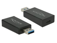 DELOCK – Sovitin USB 3.1 Gen 2 USB-A uros - USB-C naaras, 10Gbps, aktiivinen, musta (65689)