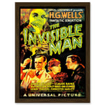 Movie Film Invisible Man HG Wells Classic Horror Artwork Framed Wall Art Print A4