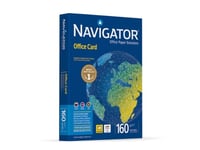 Navigator Office Card, Laser-/ bläckstråleutskrift, A4 (210x297 mm), 250 ark, 160 g/m ^, Vit, Forest Stewardship Council (FSC)