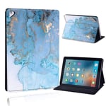 FINDING CASE Fit Apple iPad Air/Air 2 / Pro 9.7" Tablet - Printed PU Flip Leather Smart Lightweight Shell Stand Cover Case for iPad Air/Air 2 / Pro 9.7" (blue oil pattern marble)