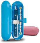 meilinkeji Plastic Electric Toothbrush Travel Case for Oral-B Pro Series, 2 Packs (Blue&Pink)