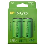 GP 5700 ReCyko+ uppladdningsbara D/LR20 batteri 2-pack