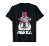 Merica English Bulldog Red White Blue Tie Dye USA Flag T-Shirt