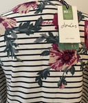 Joules Womens Harbour Long Sleeve Jersey Top . Navy Stripe Floral . UK 8 . BNWT