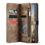 CaseMe Samsung Galaxy S24 Plus Rymligt plånboksfodral med många kortfack, brun