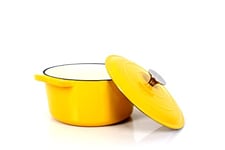 ECHTWERK Cocotte en fonte avec revêtement émaillé, Marmite à pain, Pour four, grill et induction, jaune, 3,5 L, Ø 22,5 cm