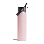 Hydro Flask - Wide Mouth - Gourde Isotherme 709 ml (24 oz) avec Bouchon Antifuite et Paille Intégrée - Bouteille Inox à Isolation sous vide - Sans BPA - Ouverture Standard – Trillium