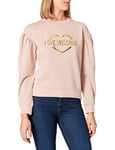 Love Moschino Women's Round Neck Long-Sleeved Sweatshirt, Powder Pink, 42