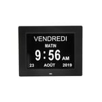 Horloge Calendrier Numérique Date Jour/Nuit Heure - 21,6 cm - Noir