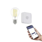 EGLO connect.z Set of Smart Home E27 LED light bulb with motion sensor, A60, ZigBee, vintage lightbulb, app control, dimmable, 806 lumen, 6 watt, neutral white