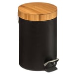 Elegant Svart Metall Pedalhink med Bambulock, 3L Svart