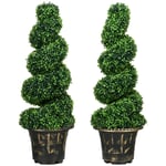 Set of 2 Decorative Artificial Plants Spiral Boxwood Tree for Decor