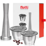 MOTTI® Reusable Nespresso Coffee Pods – Recommended by Financial Times - Premium Refillable Coffee Capsules – Stainless Steel Coffee Pod, Tamper and Brush – Complete DIY Coffee Pod Kit