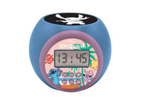 Lexibook RL977D Disney Stitch, Projector clock with snooze alarm function, Night light with timer, LCD screen, battery operated, Blue