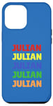 Coque pour iPhone 13 Pro Max Pile de noms colorés Julian | Pride in your name