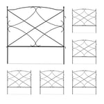Relaxdays Bordure de Jardin, HxL par pièce : 60 x 59,5 cm, clôture à Planter, 6 éléments décoratifs, métal, Noir