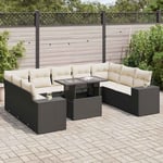 Loungegrupp 10 delar med svarta dynor konstrotting