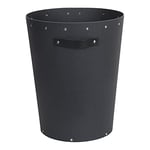 Bigso Box of Sweden poubelle de bureau – corbeille à papier avec poignée en cuir pour intérieur moderne – poubelle design en panneau de fibres recyclé – noir