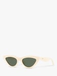Celine CL4019IN Women's Cat's Eye Sunglasses, Ivory/Green
