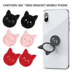 Universal Cartoon 360?? Finger Ring Mount Stand Holder Phone Car E Smart Cat-black