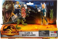 Mattel Jurassic World Claire & Dilophosaurus Dinosaur Action Figure Official