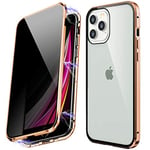 Jaciu Anti Peeping Magnetic Case for  iPhone 11 Pro, Privacy Case with Clear Double Sided Tempered Glass [Magnet Absorption Metal Bumper Frame] 360°Protection for iPhone 11 Pro-Gold