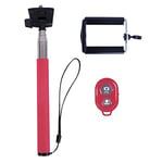 Red Selfie Stick with Bluetooth Enabled Remote and Comfortable Grip, Extendable up to 40", Compatible as an Invisible Selfie Stick for Insta360 One X2 and One R