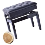 Deluxe Piano Stool With Storage, Height Adjustable Piano Stool With Wood Frame And Legs, PU Leather Padded Seat Piano Performing Chair Piano Stool and Piano Bench (Color : BLACK)