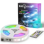 B.K.Licht I USB RGBIC LED Strip 5 m I Capteur de musique I Music Sync I Bande lumineuse I LED Lauflicht I Bande avec changement de couleur à distance I Bande lumineuse autocollante
