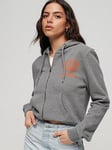 Superdry Athletic Essential Crop Zip Hoodie - Grey, Grey, Size 16, Women