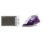 Russell Hobbs RHM1731 INSPIRE White 17 Litre Manual Microwave & Supreme Steam Traditional Iron 23060, 2400 W, Purple/White