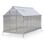Sweeek - Serre de jardin Sapin en polycarbonate 7m² avec base. 2 lucarnes de toit. gouttière. Polycarbonate 4mm - Transparent