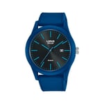 Lorus Mens Sports Solar Powered Black Dated Dial Blue Rubber Strap Watch NEW