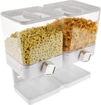 Latest Cereal Dispenser Airtight Clear Container with Built in Spill Tray for Dry Food, Breakfast Cereal,Pets,Cat,Dog Food,Candy&Meals air Tight for Fresh Clean Storage (White)