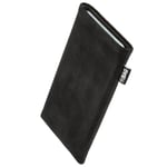 fitBAG Classic Black custom tailored sleeve for Samsung Galaxy S21 5G | Made in Germany | Genuine Alcantara pouch case cover with MicroFibre lining for display cleaning