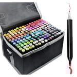 168-pack Tuschpennor med Fodral - Dubbelsidiga Färgpennor Multicolor multifärg