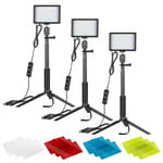 Neewer 3-Pack Portable Photography Lighting Kit Dimmable 5600K USB 66 LED Video Light with Adjustable Tripod Stand/Color Filters for Table Top/Low Angle Product Shooting YouTube Video Recording