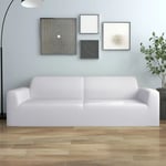 Elastisk 3-personers sofabetræk polyesterjersey hvid