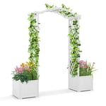 Rosenbåge trä 2 i 1 valv med blomsterlåda trädgårdspergola modern 183 x 42 x 200 cm vit
