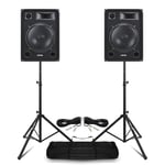 Pair MAX SP 15" Mobile DJ Disco PA Passive Speakers Stands Bag 2000W