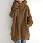 Dam Hoodie Tunika Vinter Varm Fleecejacka Casual Oversize Sweatshirt Kavaj Dragkedja Upp Hoodie Med Fickor Coffee 5XL