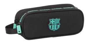 Safta F.C. Barcelona 3rd Equipment – Double Child's Pencil Case, Children's Pencil Case, Ideal for School-Age Children, Comfortable and Versatile, Quality and Resistance, 21 x 6 x 8 cm, Black,