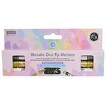 Dubbelspetspenna Metallic Svart, Guld, Vit 3-pack Sense
