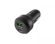 Natec Coney Hurtig Oplader til Bil - 1x USB-A 1x USB-C 48W PD 3.0 - Sort